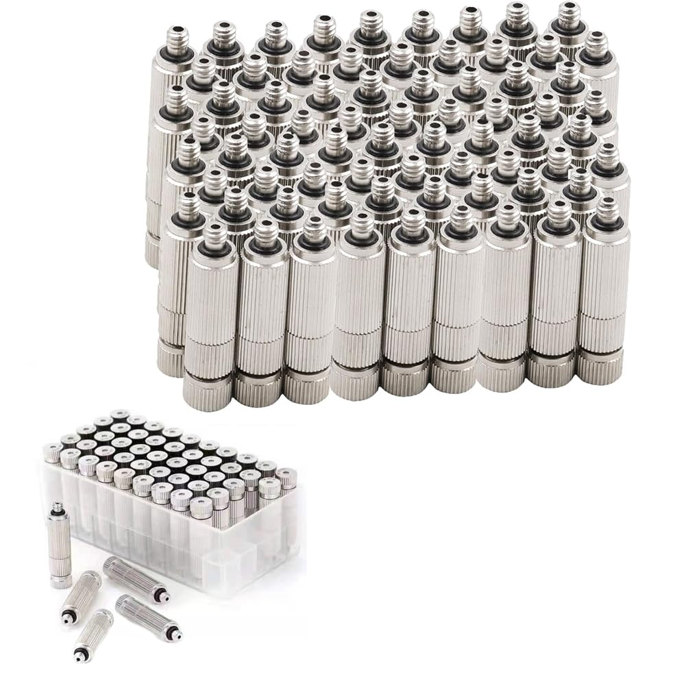 SCMYZLYD Brass misting Nozzles, High Pressure Atomizing Nozzle Pack Of 50 Brass And Stainless Steel 0.1-0.8mm Multi Sizes(Stainless Steel,3 Sections 0.2mm Orifice Dia)