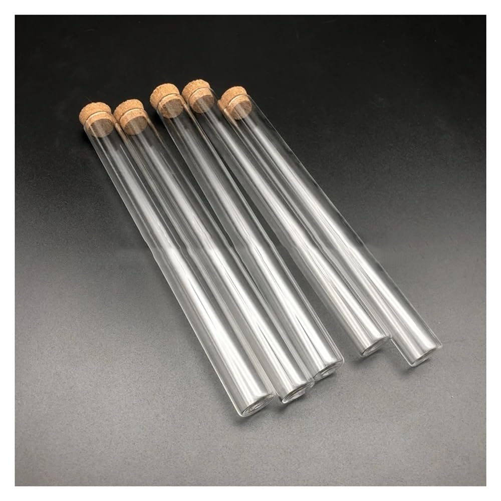 Glasreagenzgläser mit Korkstopfen, Labor-Reagenzglas mit Naturkorken, mehrere Größen, durchsichtiges Glasröhrchen flachem Boden, Packungen(30x200mm 10pcs)