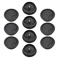 Vista 5 de Yinpecly 5 tapas organizadora de alambre de plástico negro con ojales de escritorio de 2-3/8 pulgadas/2.362 in