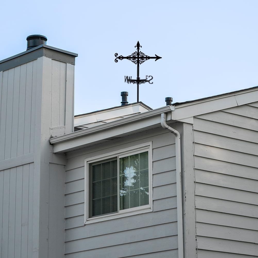 SUPERDANT Arrow Weathervane Plants Weather Vane for Yard Classic Metal Wind Vanes Roof Mount for Outside Garden Black Weathervanes Farmhouse Farm Barn Sheds Patio Outdoor Decorations Gifts