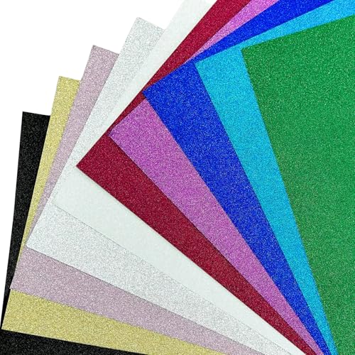 Daofen 10 Sheets Glitter Cardstock A4 Glitter Paper 250gsm/92lb No-Shedding Glitter Card for DIY Crafts Invitations Holiday Decor DIY Crafts Gift Wrapping Scrapbooking Creative Projects