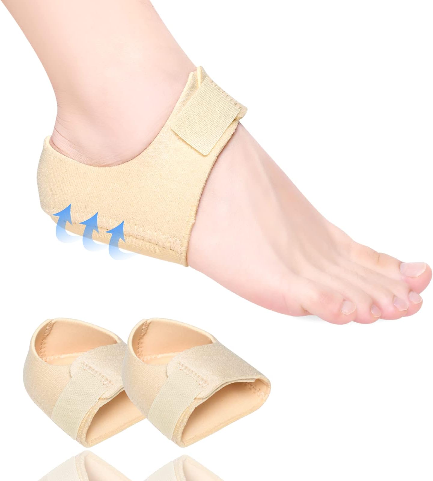 Heel Protectors, Gel Heel Cups for Heel Pain, Heel Cushion Support, Relief for Plantar Fasciitis, Achilles Tendinitis, Bone Spur, Cracked Heels, Adjustable & Breathable, Heel Pads for Men Women