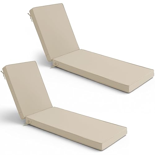 Chaise Lounge Cushions Outdoor Set of 2 - Waterproof and