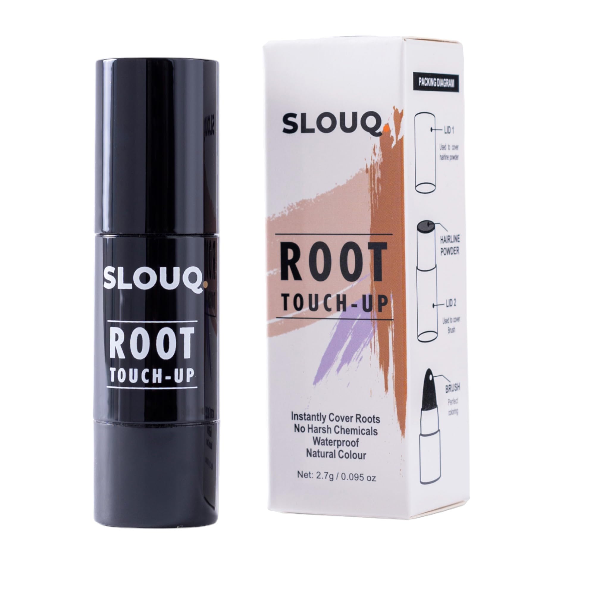 SLOUQ Instantly Cover Your Grey Hair With Our New Root Concealer. Ideal For A Temporary, Quick Efficient Way To Cover Grey Or White Hairs (3 Gm) (Black)