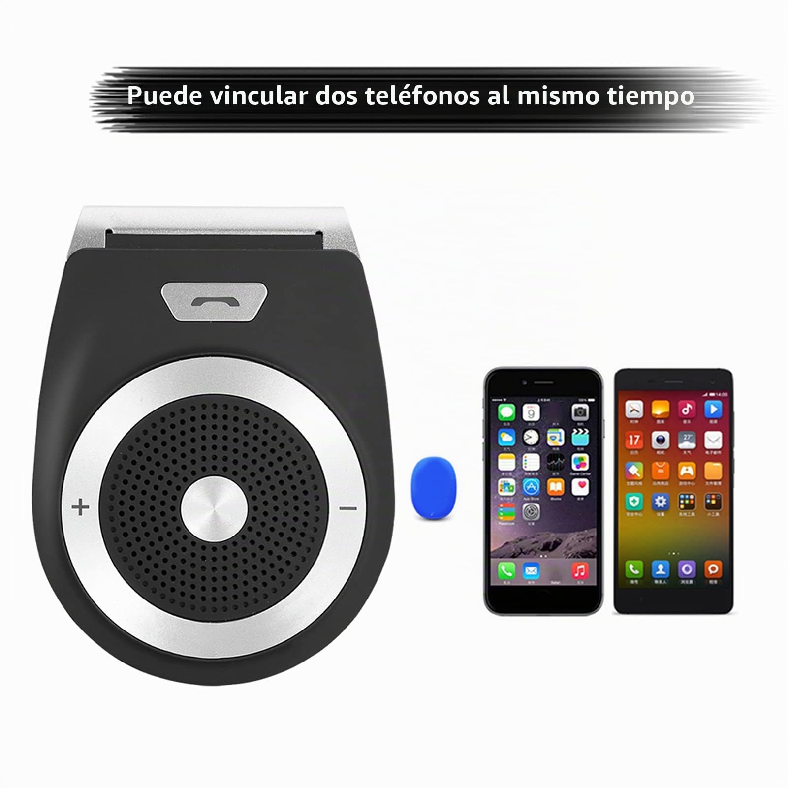 Altavoz para Automóvil, Altavoz Manos Libres Inalámbrico Inteligente Bluetooth con Clip para Visera para Kit para Automóvil, Soporte de Aviso de voz de Doble Conexión, Altavoz Automático de Nueva Gene