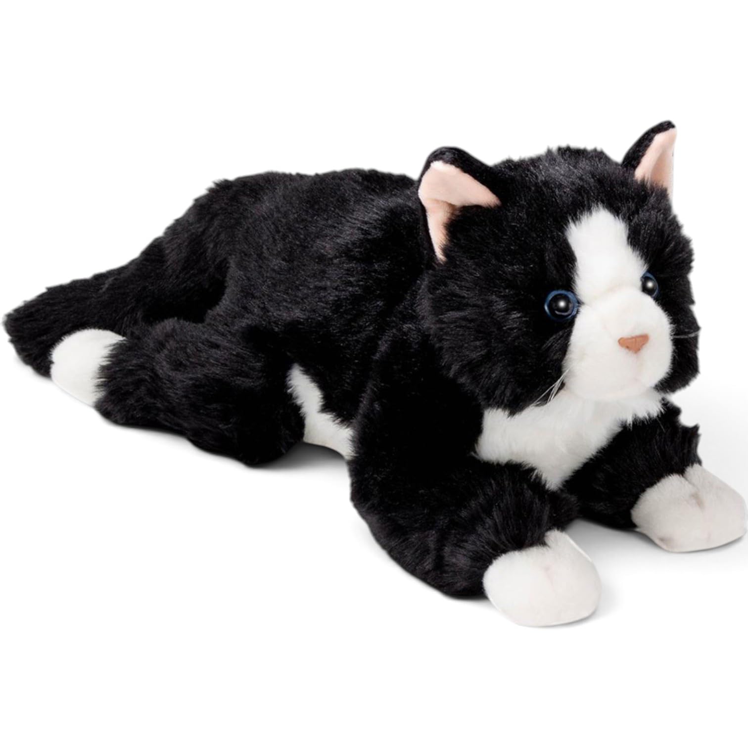 Carl Dick Katze liegend, schwarz-weiß, Plüschtier, Kuscheltier, ca. 30cm, 40cm Gesamtlänge 3558