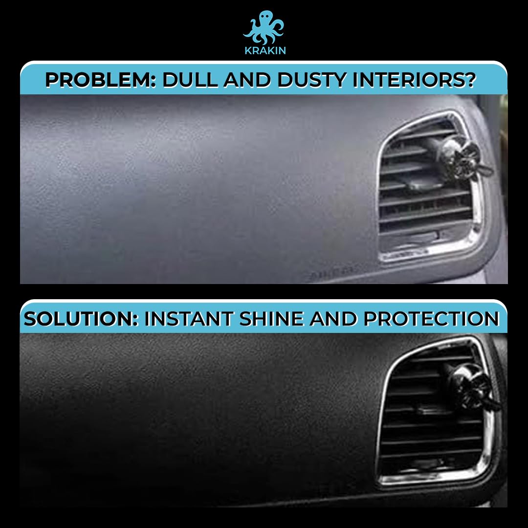 KRAKIN Car Interior Polish (200ml) | For Dashboard, Rubber, Leather & Plastic Parts | Gives New Like Gloss & Shine With Zero Dust Attraction & Long Lasting Effect - Image 2 thumbnail