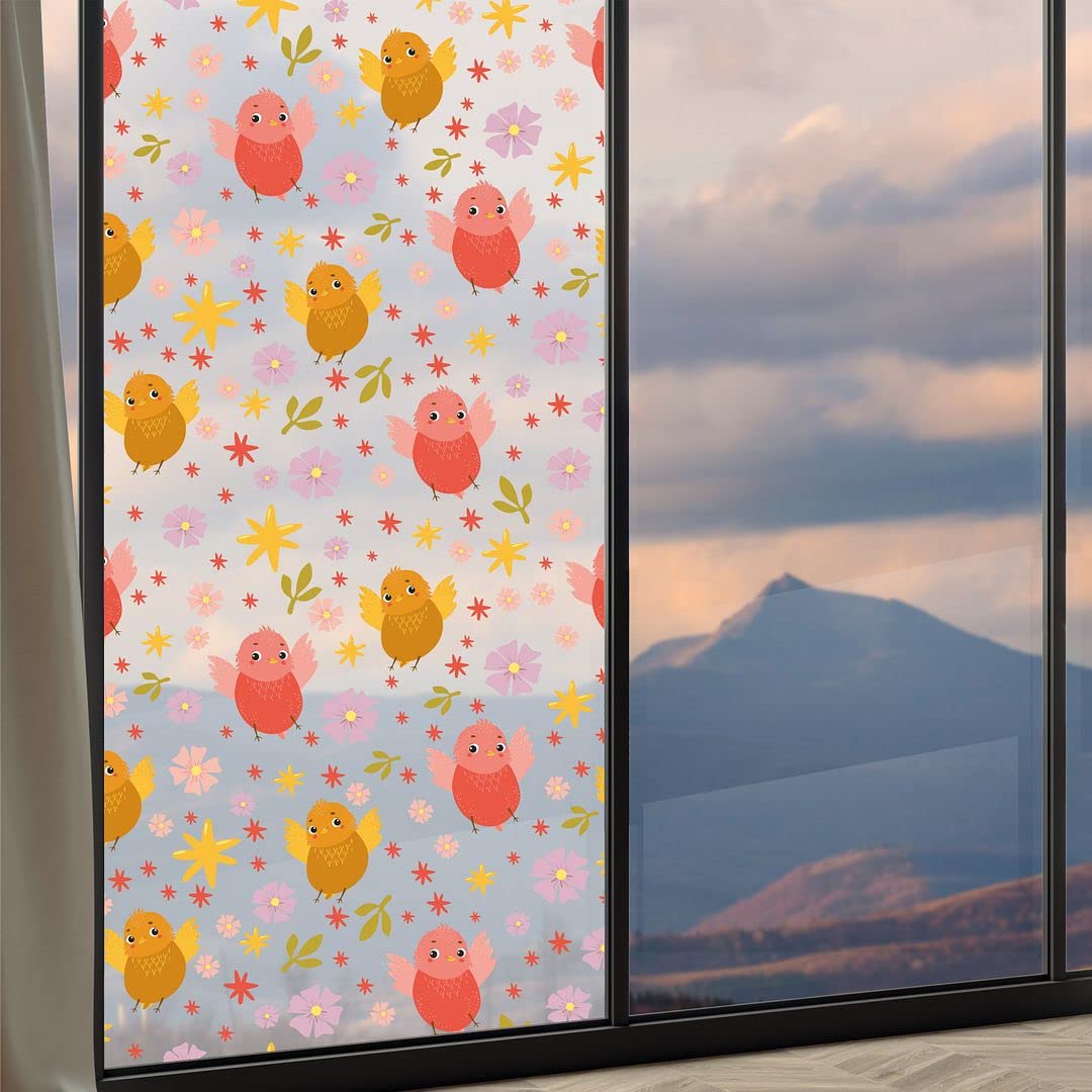 CVANU Little Birds Flower & Stars Privacy Window Film Heat Control Self-Adhesive Vinyl Sticker for Home Size(12"x24"inch)_cv59 (B0B6596LHK) Amazon Price History, Amazon Price Tracker