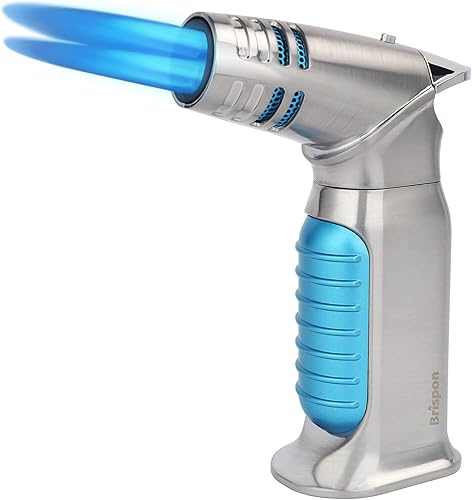 Encendedor de antorcha, Quad 4 Jet Flame a prueba de viento, encendedor de butano con bloqueo de seguridad, encendedor recargable ajustable para