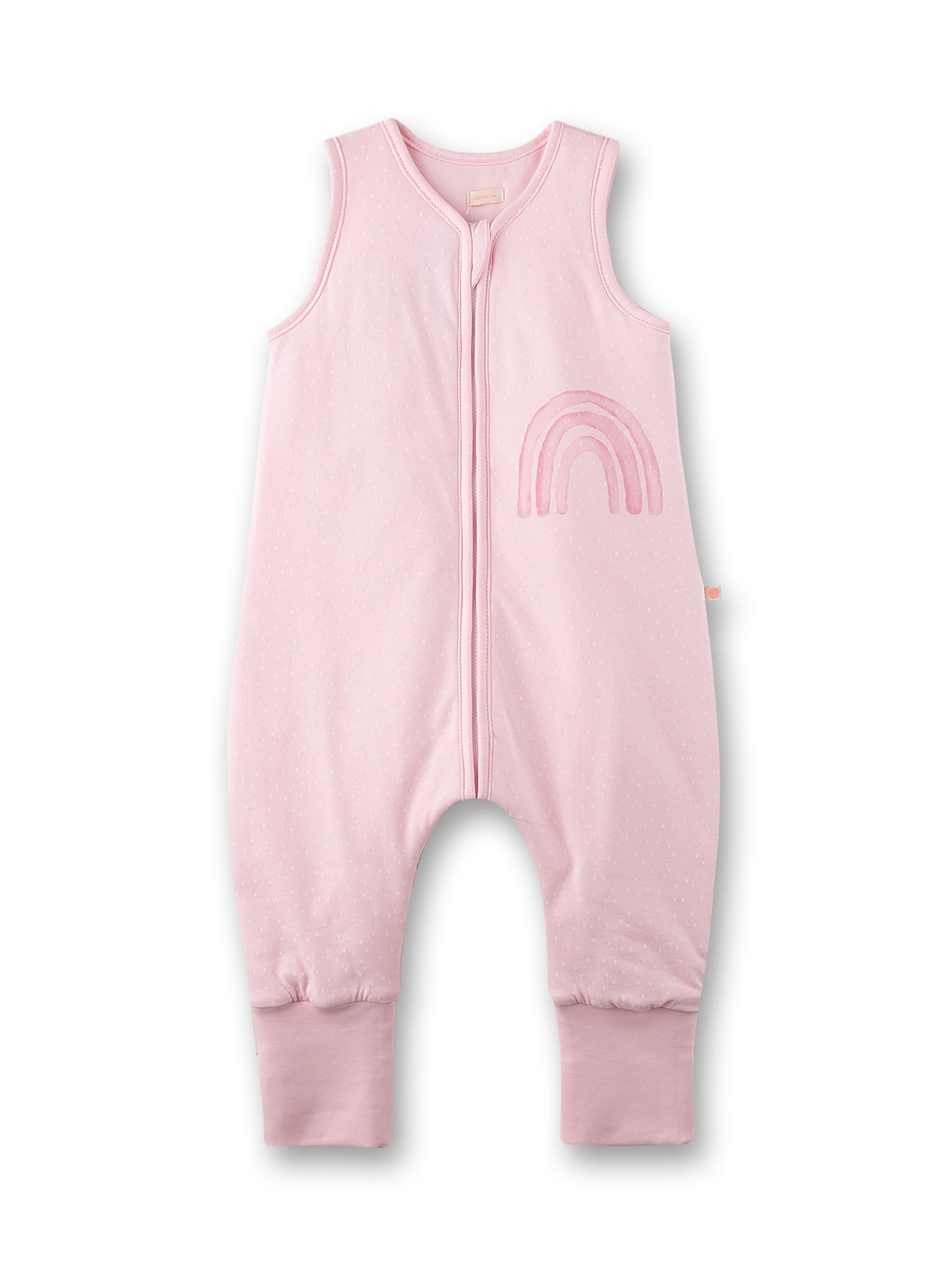SANETTA Sacco nanna con piedi rosa | Pratico e comodo sacco a pelo unisex in cotone biologico, sacco nanna con cerniera e stampa arcobaleno | Baby Sleeping Bag