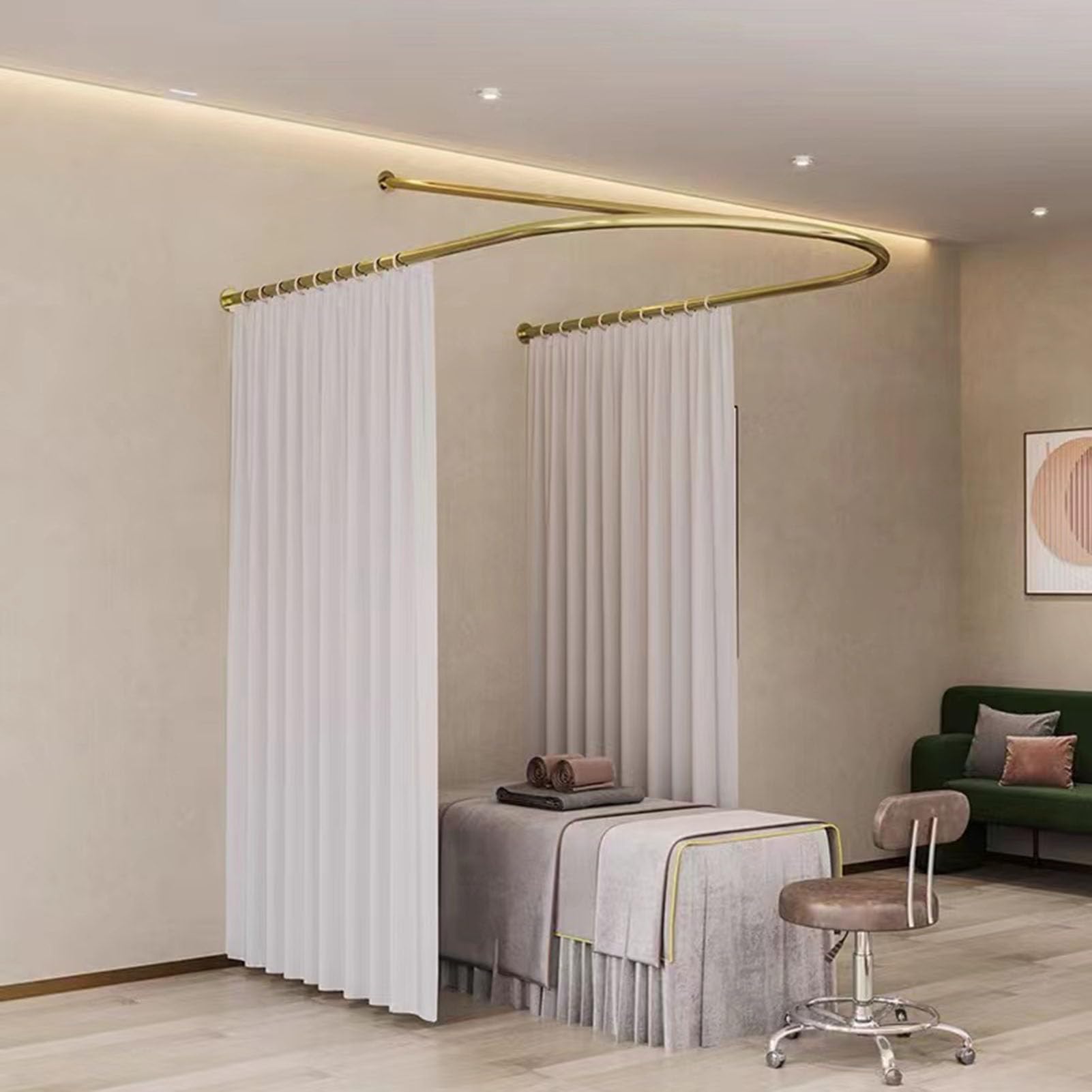 GJMSSMY UShaped Room Privacy Partition Curtains for Beauty Salons WallMounted Metal Support Track Modern Area Separator for Spas Wedding Dress Shops and Bedrooms