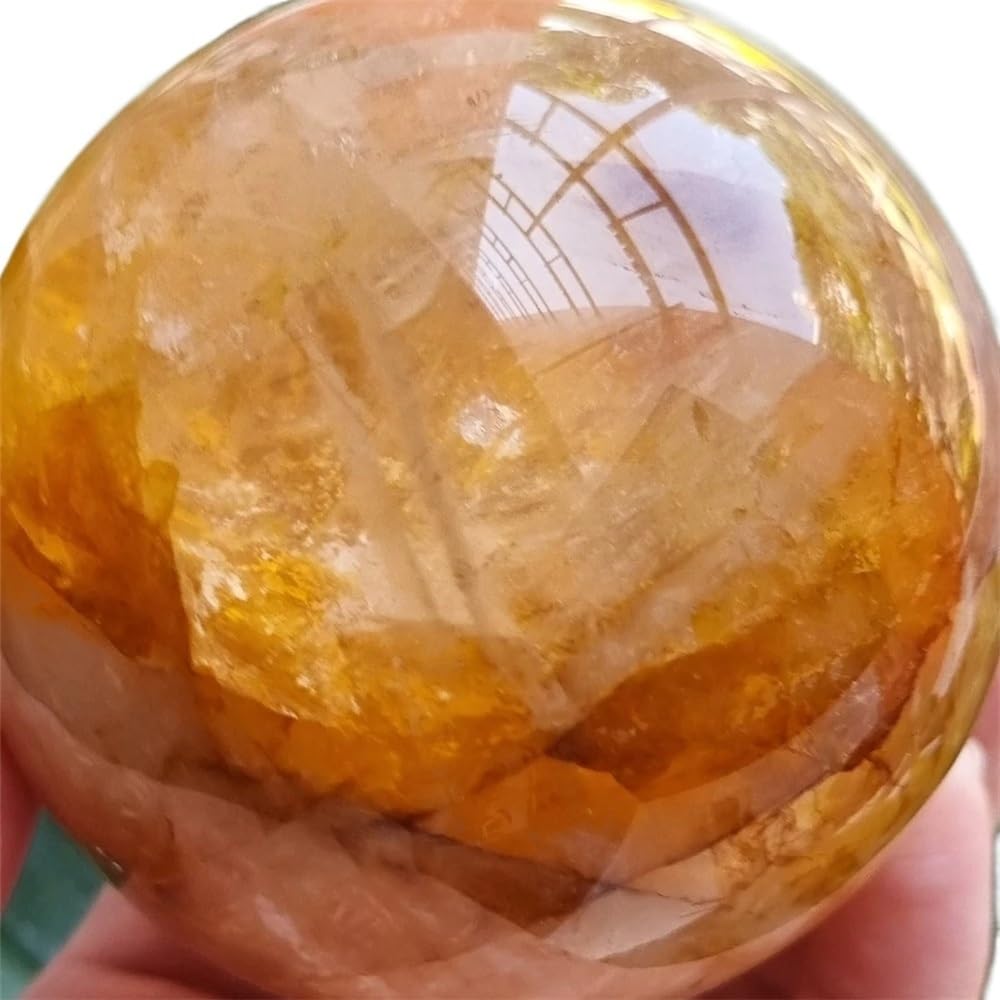 YLQUXEUV 1pc 100-200g Golden Healer Fire Hematoid Crystal Ball Orbit Statue