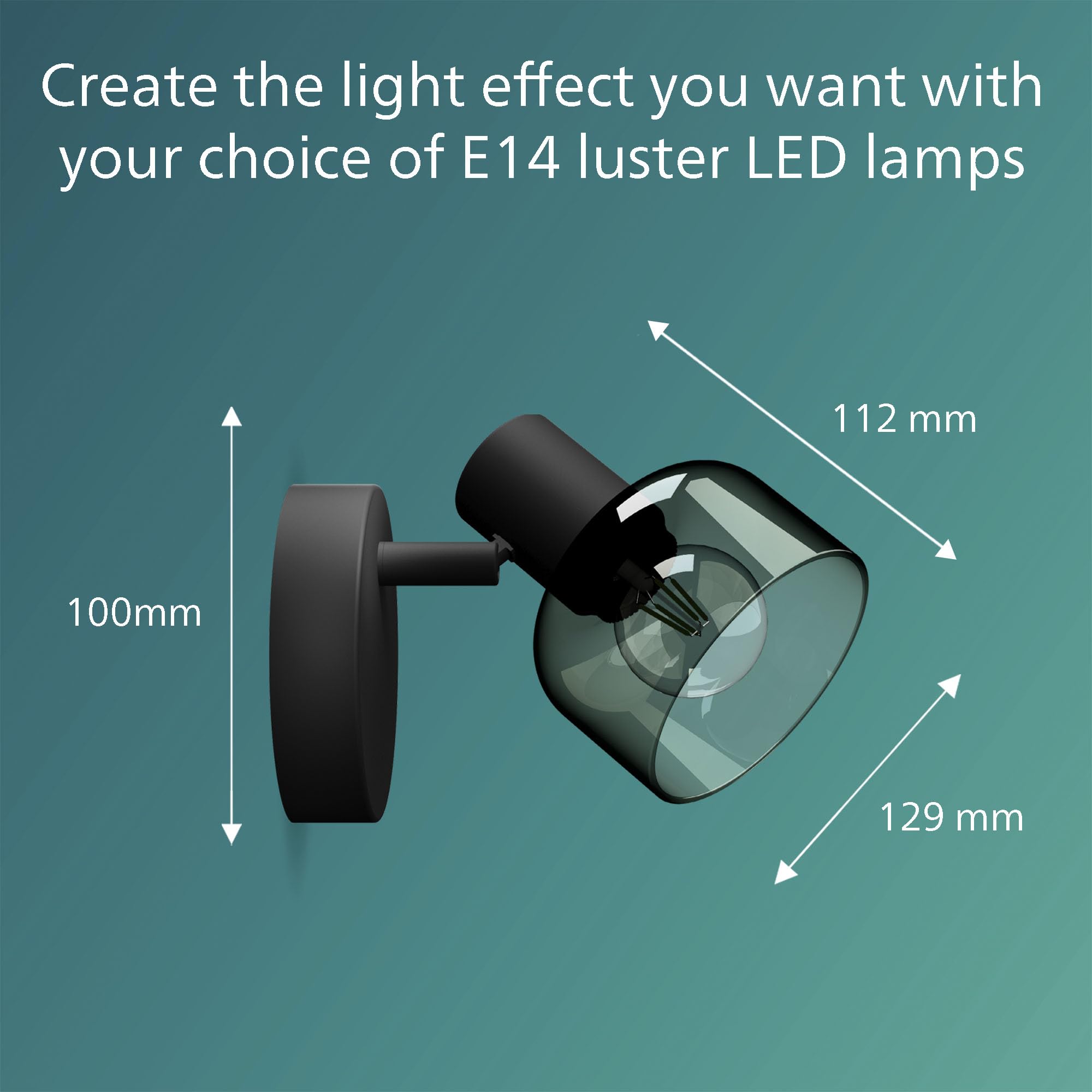 PHILIPS Sleet Spot 1-Head, E14 not Included, Black, IP20 - Image 3