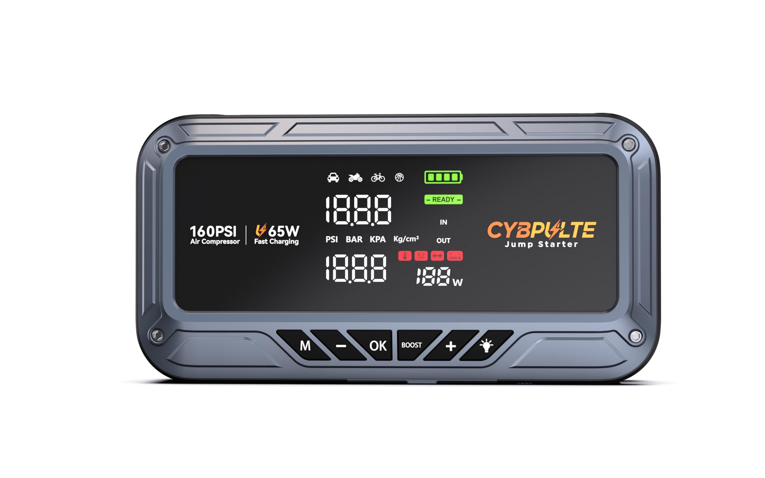 Jump Starter with Air Compressor 8000A 160 PSI Portable Car Battery Jump Starter with LCD Display 65W USB-C
