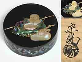 Ｓ４６１　香合　『螺鈿　布袋　丸香合』『漆塗』『塗師作』　共箱　茶道具 茶道具 輪島塗 江尻玄舟作 茄子香合 共箱 V 6469 - メルカリ