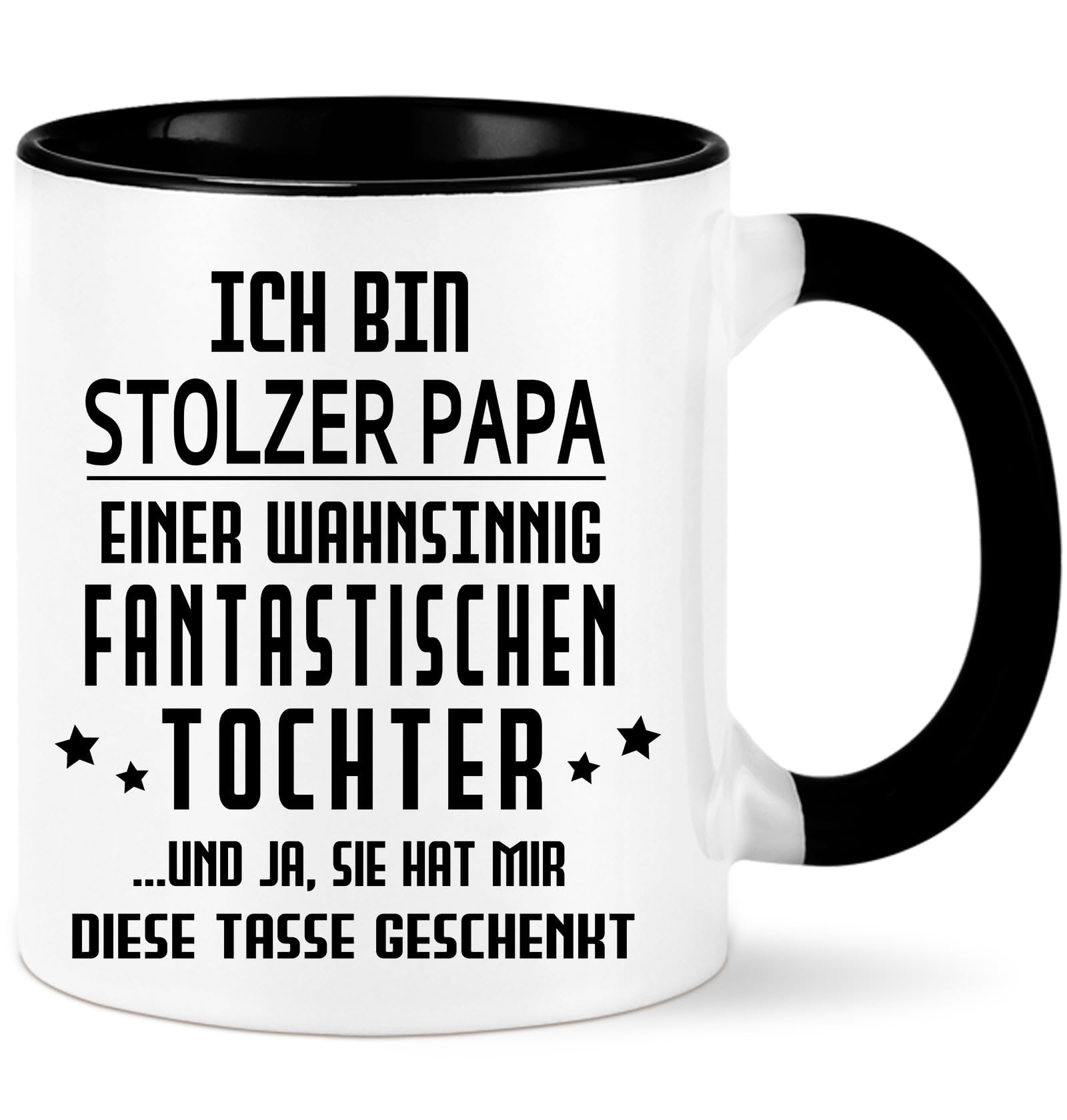 Diztoud Papa Tasse, Vatertagsgeschenk für Papa von Tochter, Bester Vater Geschenk, Geschenke für Vater, Geschenke zum Vatertag, Geburtstagsgeschenk, Weihnachtsgeschenke, 325ml Kaffeetasse, Schwarz