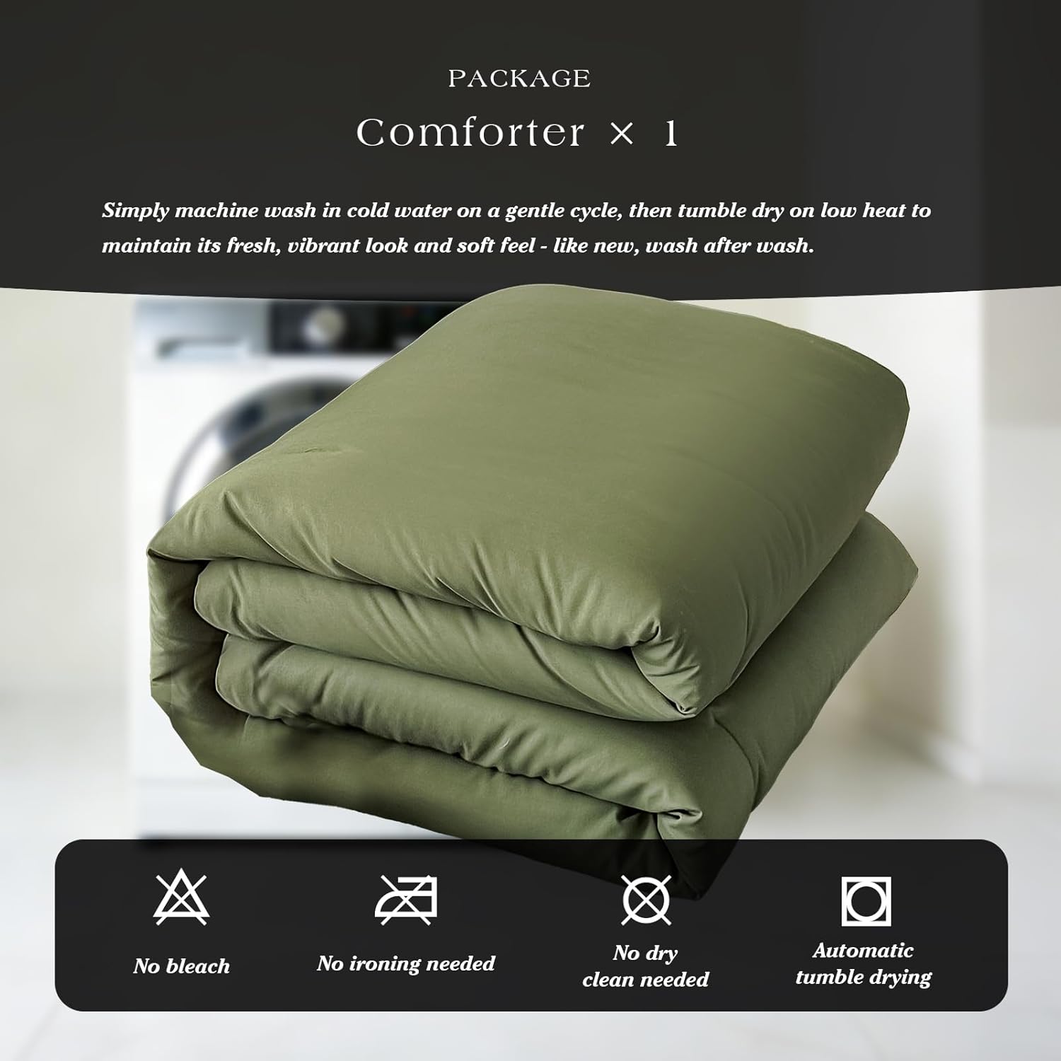 King Size Comforter Set Olive Green French Countury Comforter Soft Prewashed Bedding Blanket All Season Bedspreads Quilt (102"x90")