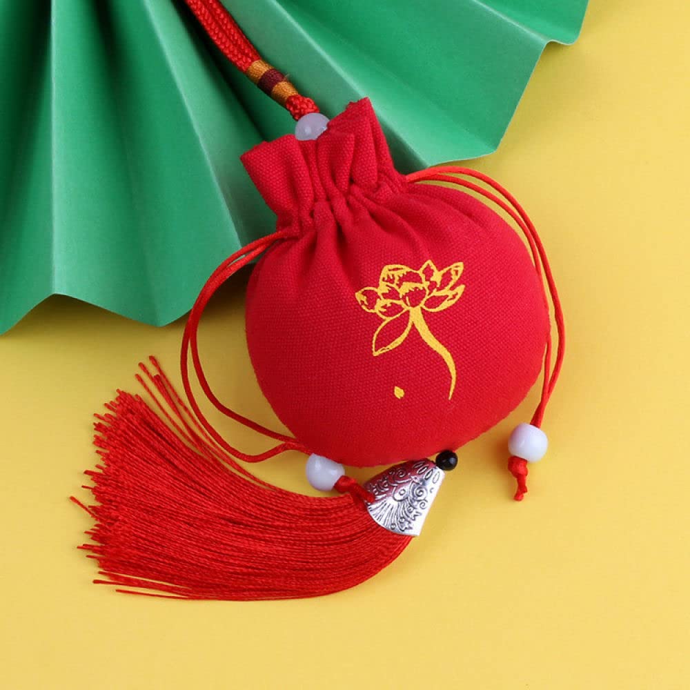 Amazon.co.jp: 巾着袋4個の小さなサシェバッグ蓮のパターンポーチ巾着