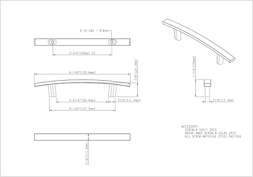 Miniatura 3 de Thatcher - Manija para gabinete, 859-96SBZ, bronce satinado, 3.780 in c-c