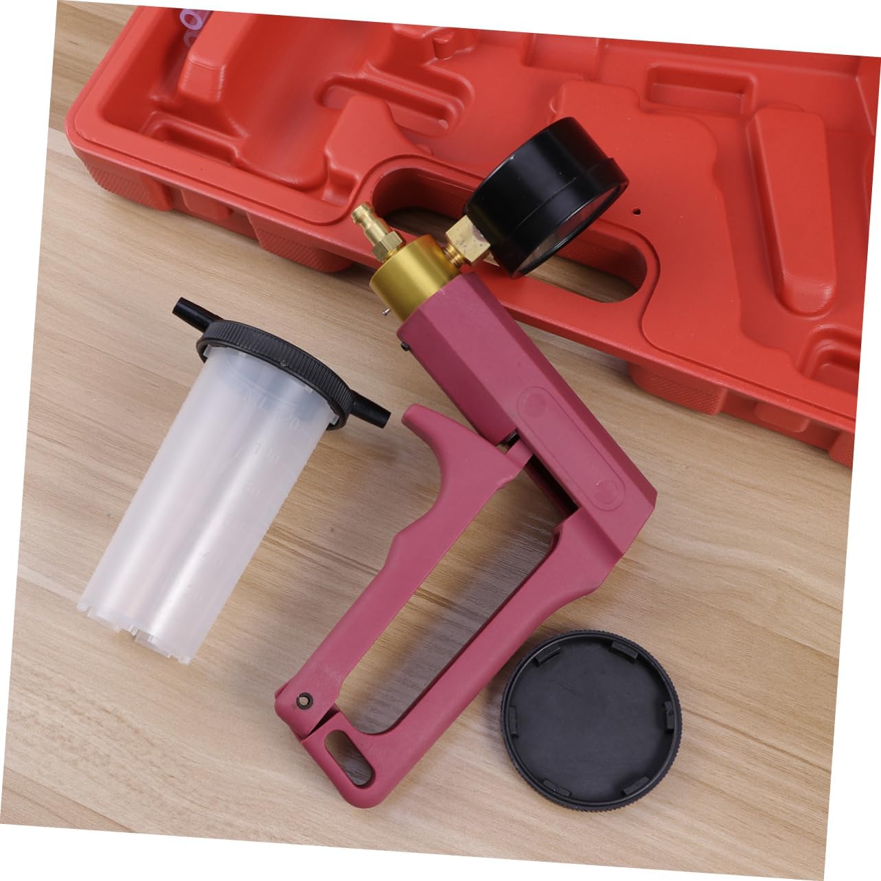 Manual Vacuum Pump Tool for Automotive Brake Fluid Replacement Portable Car Detector Kit with Vacuum Gauge Adapters for All Vehicle Models