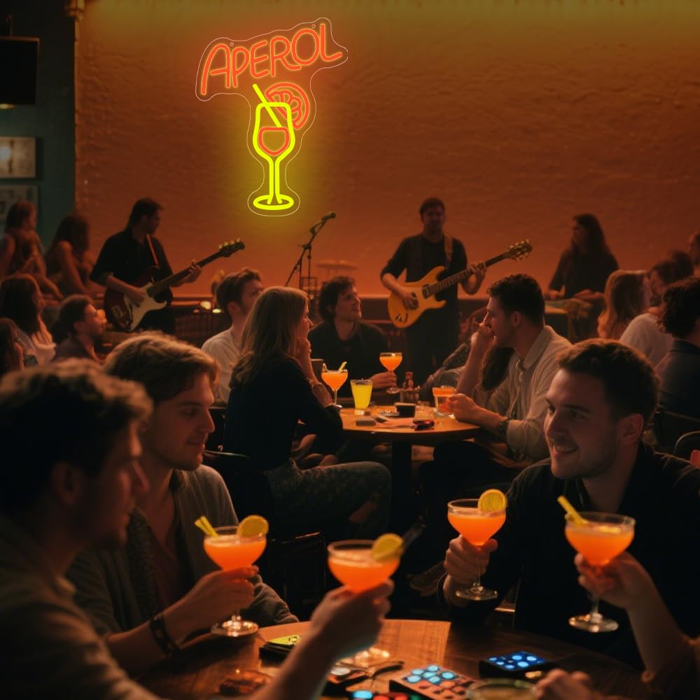 Cocktail Led Schild Aperol Spritz Neon Schild Bar Neon Schild Wanddekoration Aperol Neonlicht Geeignet für Bar Dekoration Cocktail Party Dekoration