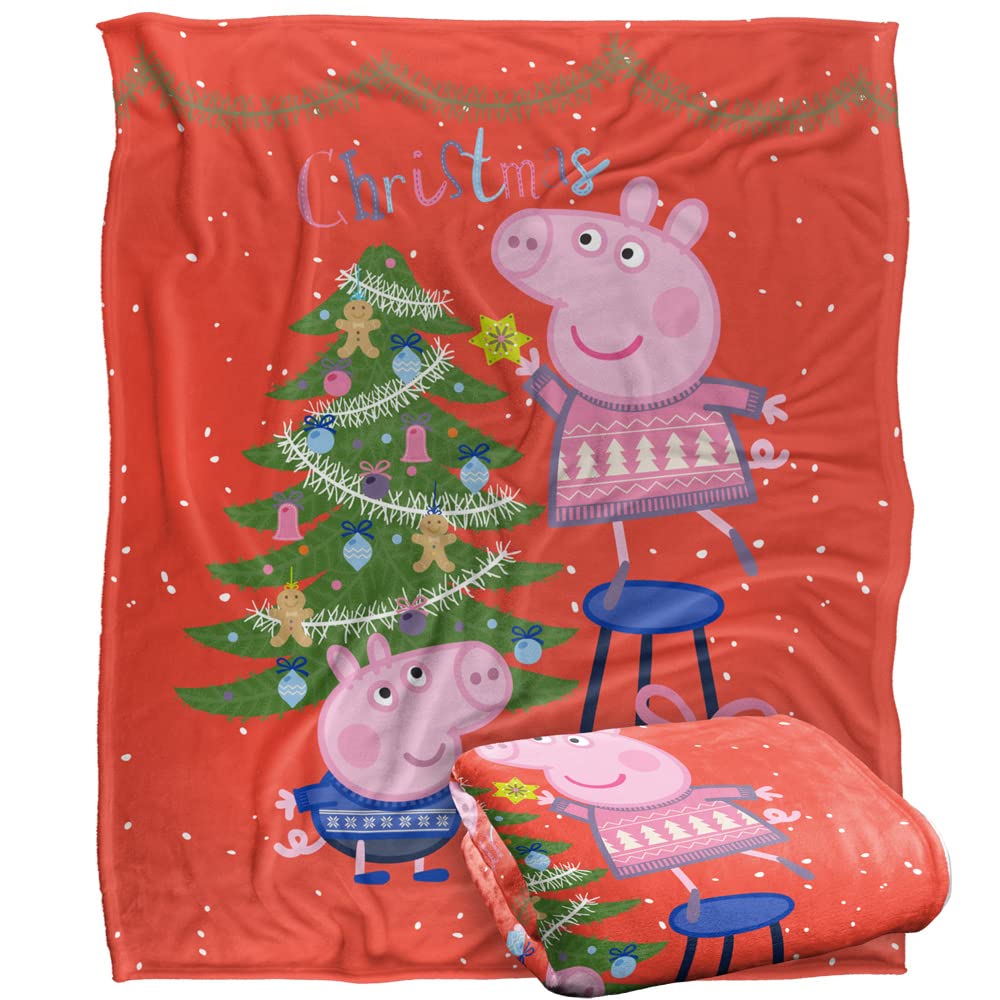 Hasbro Unisex White Peppa Pig Christmas Fun Silky Touch Blanket 152X127cm In