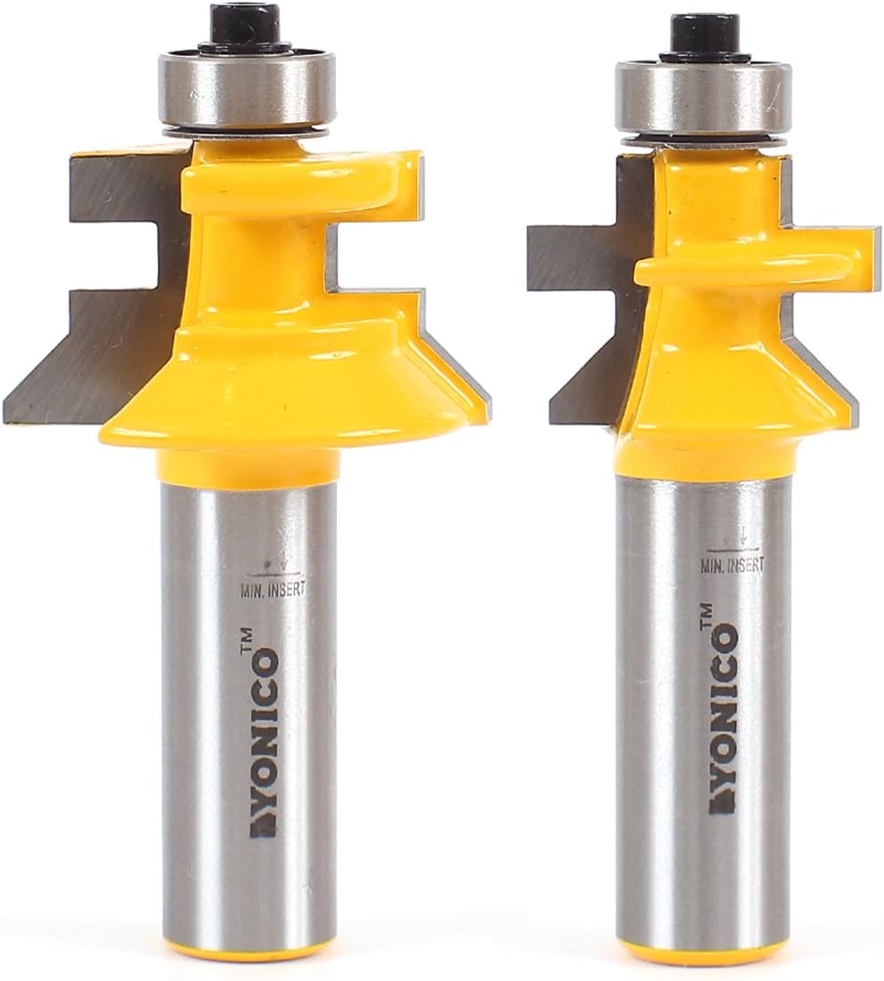 Yonico 15224 1-1/2-Inch 2 Bit Tongue and Groove Router Bit Set 1/2-Inch ...