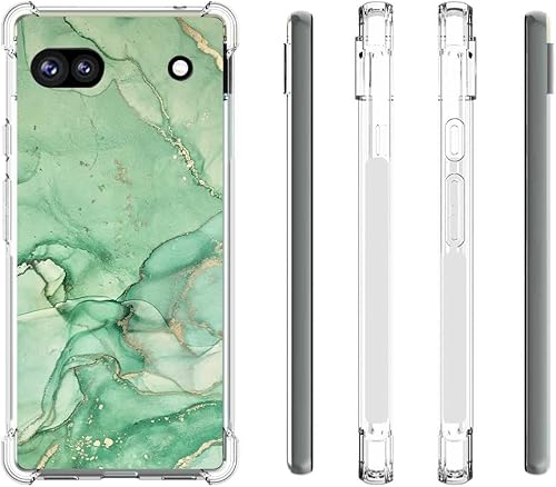 Miniatura 5 de Compatible con Google Pixel 6A, funda de mármol verde y dorado abstracto para Google Case Girls Women, funda de carga inalámbrica elegante de TPU