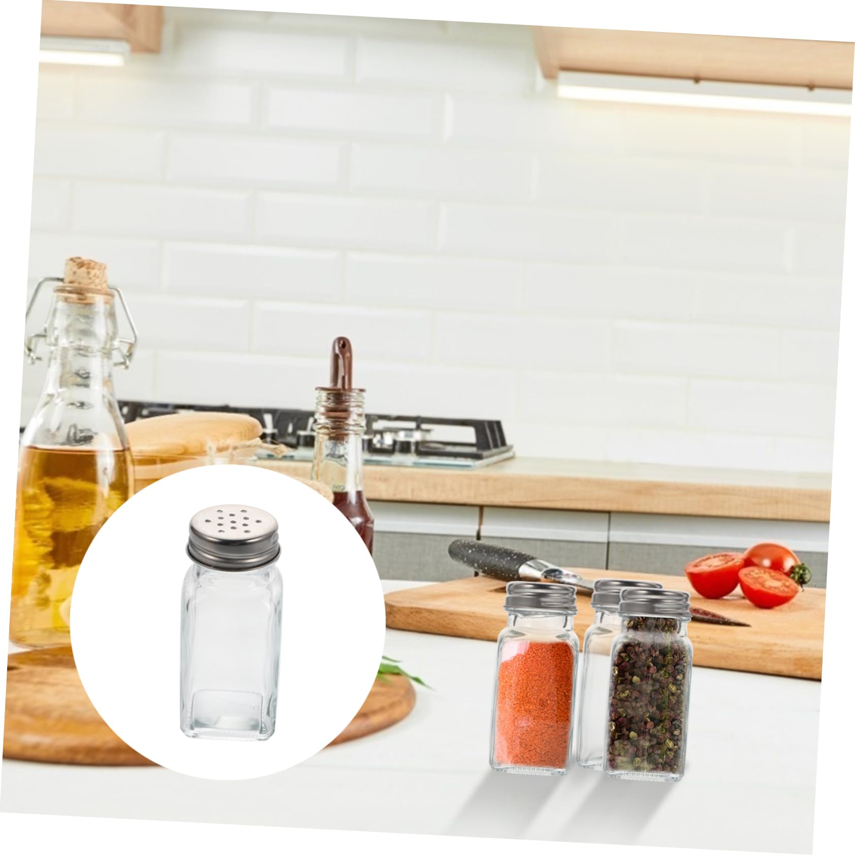 Cabilock 2sets 10pcs Glass Spice Containers Lightweight Reusable Condiment Bottles for Kitchen Seasoning Easy to Clean Safe Material Space Saving Design 10pcs*2