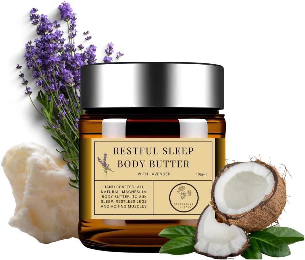 Restful Sleep Magnesium Cream with Lavender, 120ml | all natural sleep aid, made with Shea and Mango seed butter and added Vitamin E oil Restful Sleep Magnesium Cream with Lavender, 120ml | all natural sleep aid, made with Shea and Mango seed butter and added Vitamin E oil