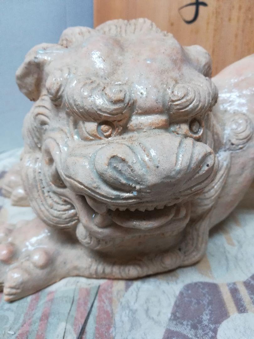 萩焼　獅子像 ベージュ 約30cm Amazon.co.jp: 萩焼 獅子 萩焼窯元 長州窯 中村昇龍作 箱付