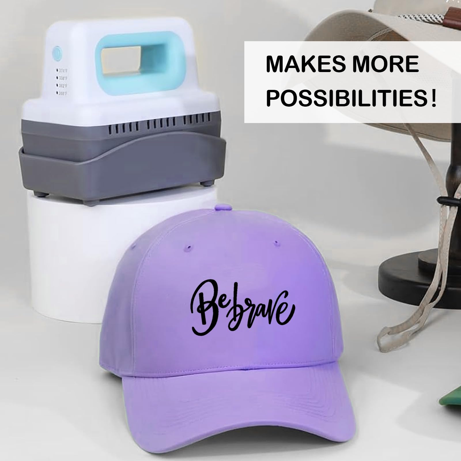 Pressa a Caldo Mini, Macchina per Pressatura Cappelli 4 Livelli Riscaldamento Macchina per Trasferimento Termico con Base Sicurezza Isolata Curva Capace Spegnimento Automatico