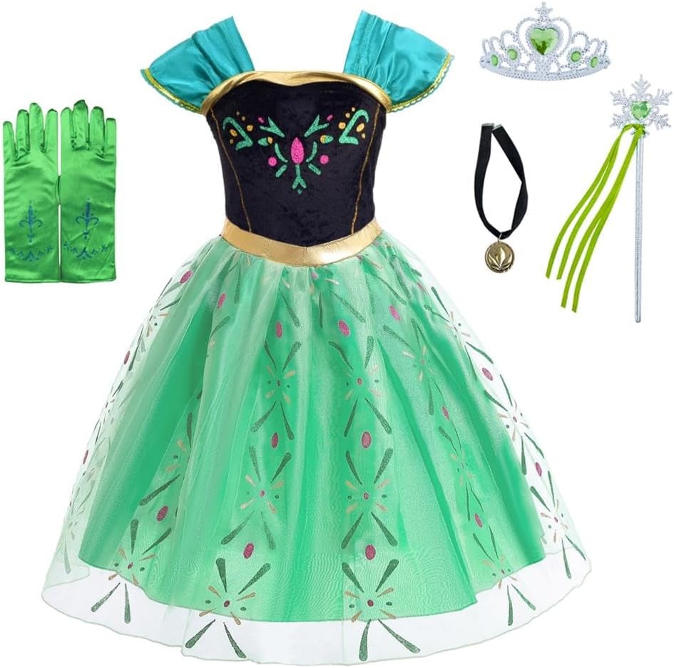 Dressy Daisy Ice Princess Coronation Green Costume Tulle Dress for Toddler Girls Halloween Birthday Party Fancy Outfit