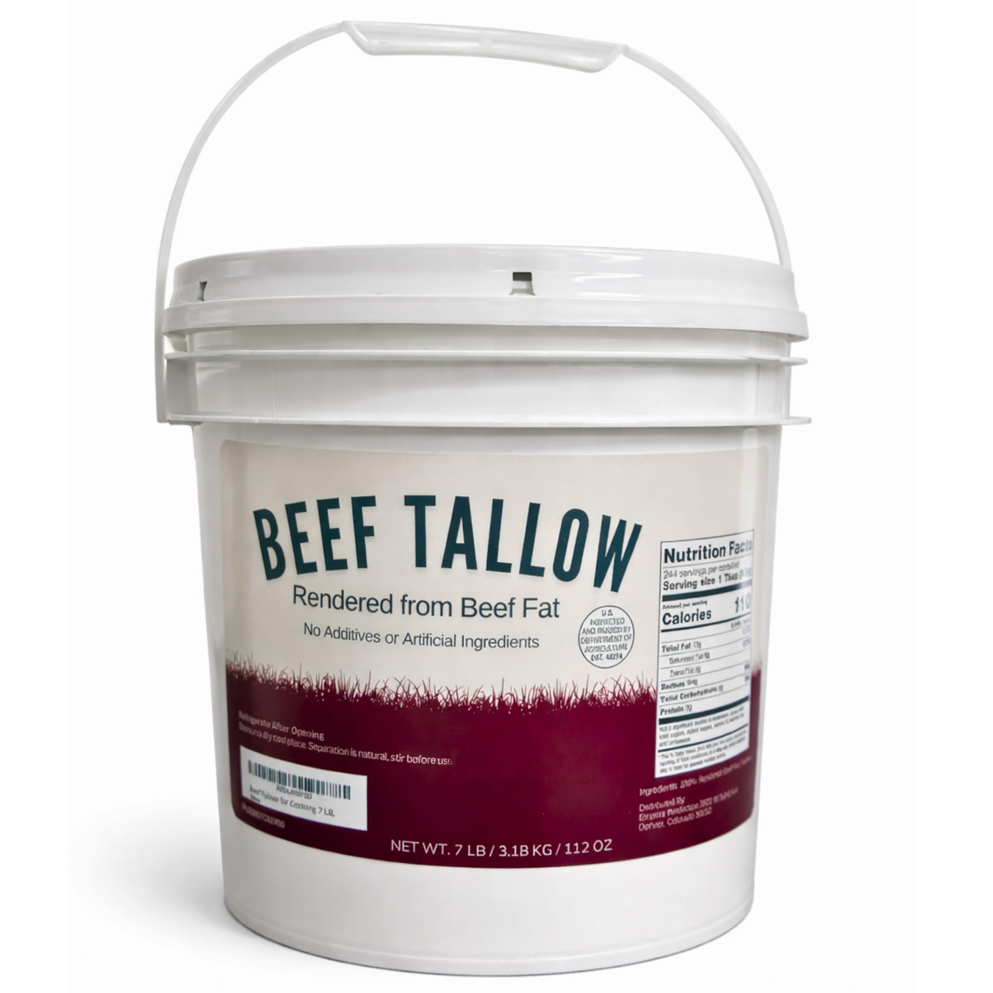 Beef Tallow for Cooking 7 LB Bulk Pail w/Safety Seal No Additives or Preservatives