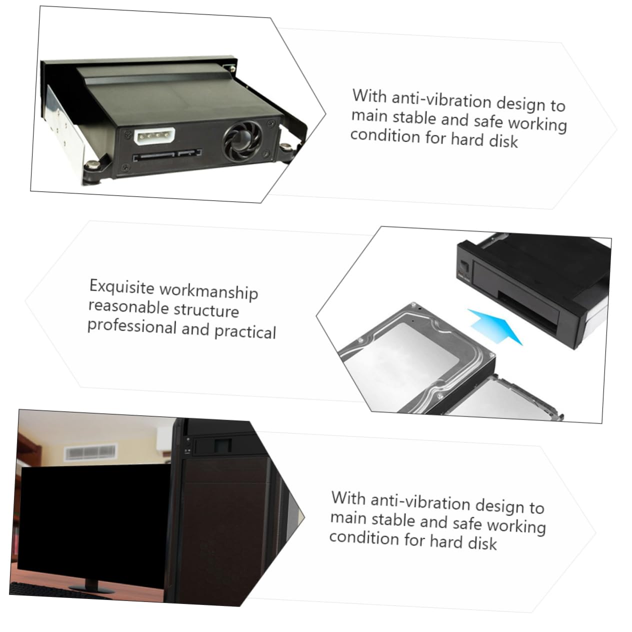 Kit de Montaje de Disco Duro Interno de 5, 25 Pulgadas Negro | Soporte para Unidades de 2, 5 y 3, 5 Pulgadas, Acero Inoxidable y Plástico, Instalación sin Tornillos
