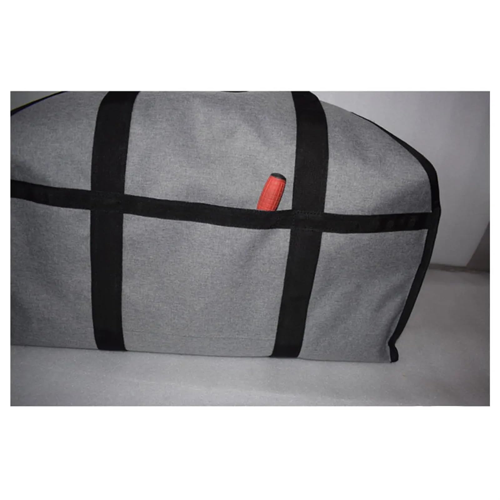 Borsa for legna da ardere in tela grigia da campeggio all'aperto di grande capacità