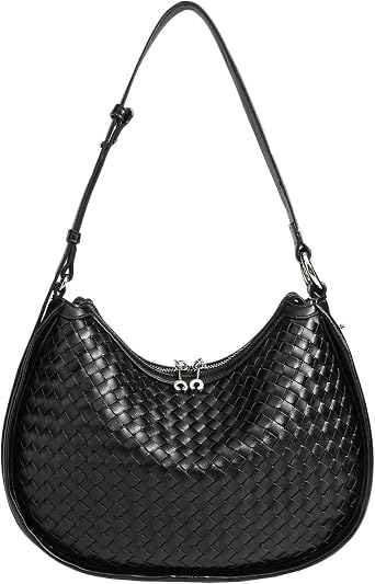 Crescent Shoulder Bag for Women, Woven Crossbody Bag, Small Clutch Purse, Hobo Tote Handbags with Detachable Straps