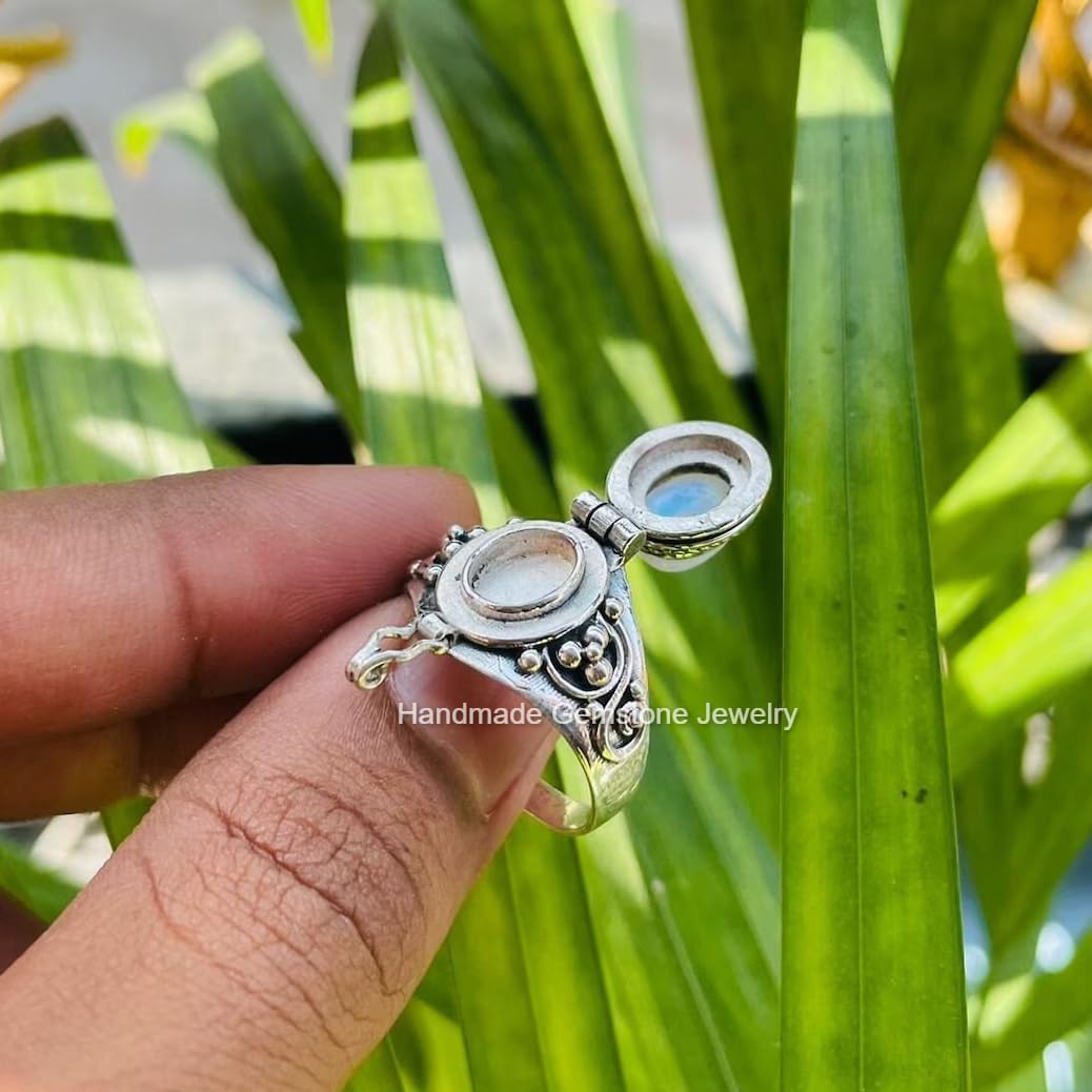 Mother day gift, Natural Malachite Ring, 925 Sterling Silver Plated Handmade Ring, Openable Poison Ring, Poison ring, Storage box ring, Vintage poisoner ring