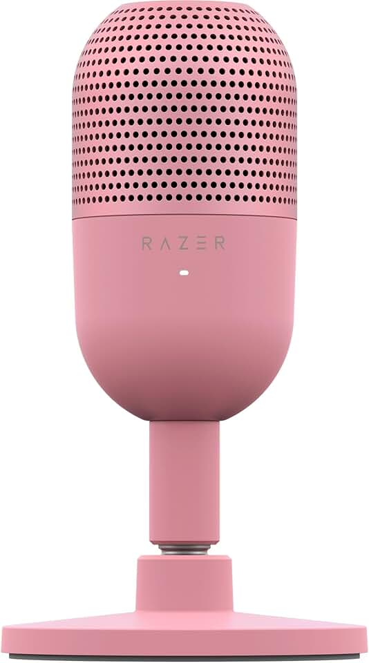 Razer Seiren V3 Mini USB Microphone: Condenser Mic - Supercardioid Pickup Pattern - Tap-to-Mute Sensor with LED Indicator - Shock Absorber - Ultra Compact - PC, Discord, OBS Studio, XSplit - Quartz
