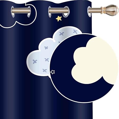 Miniatura 3 de Cortinas de luna para dormitorio, cortinas opacas de nube para sala de estar, cortinas con aislamiento térmico con ojales, cortinas impresas,