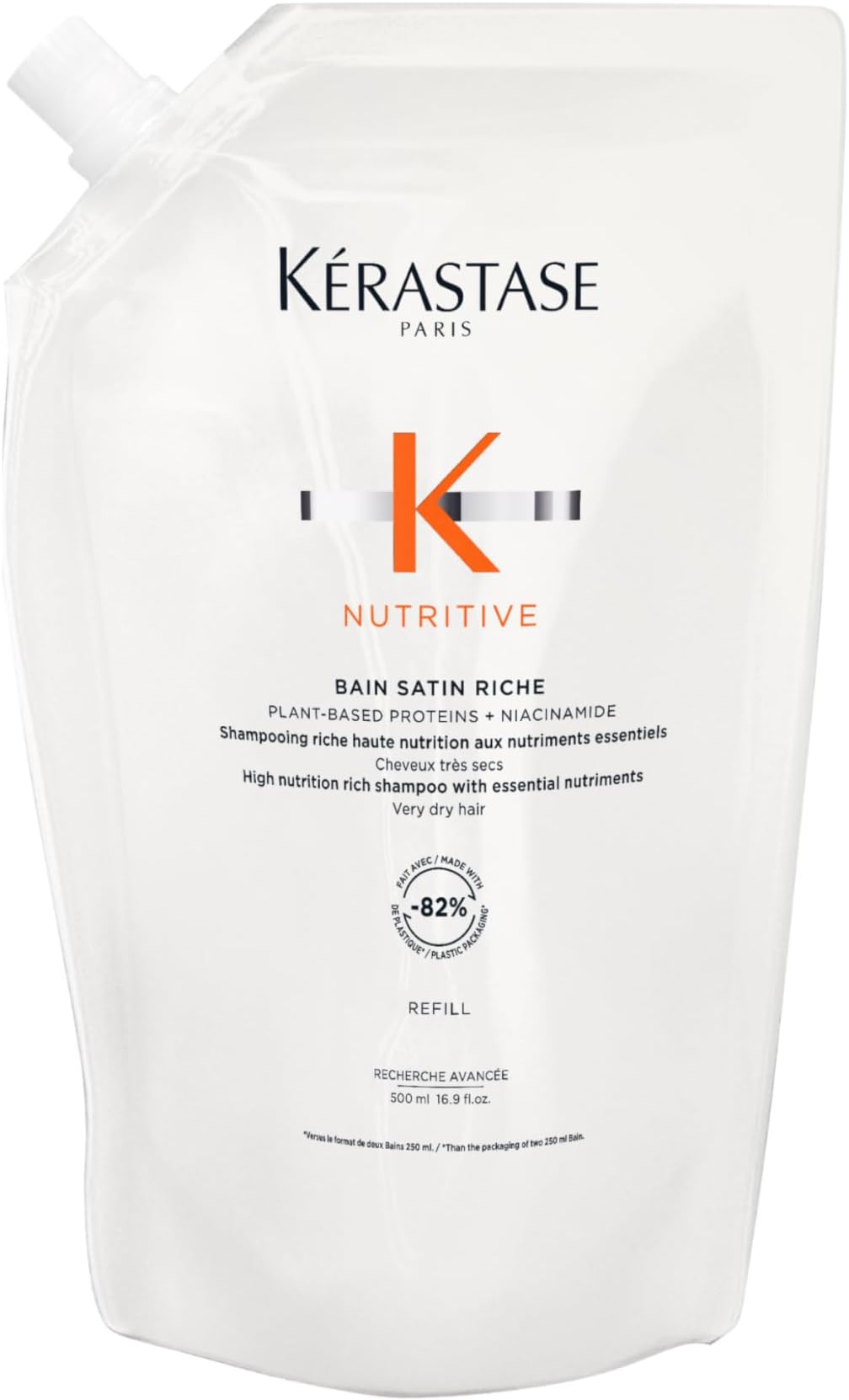 Nutritive Bain Satin Riche Shampoo | Cleanses & Deeply Replenishes Moisture | With Plant-Based Proteins & Niacinamide | For Medium to Thick to Dry Hair