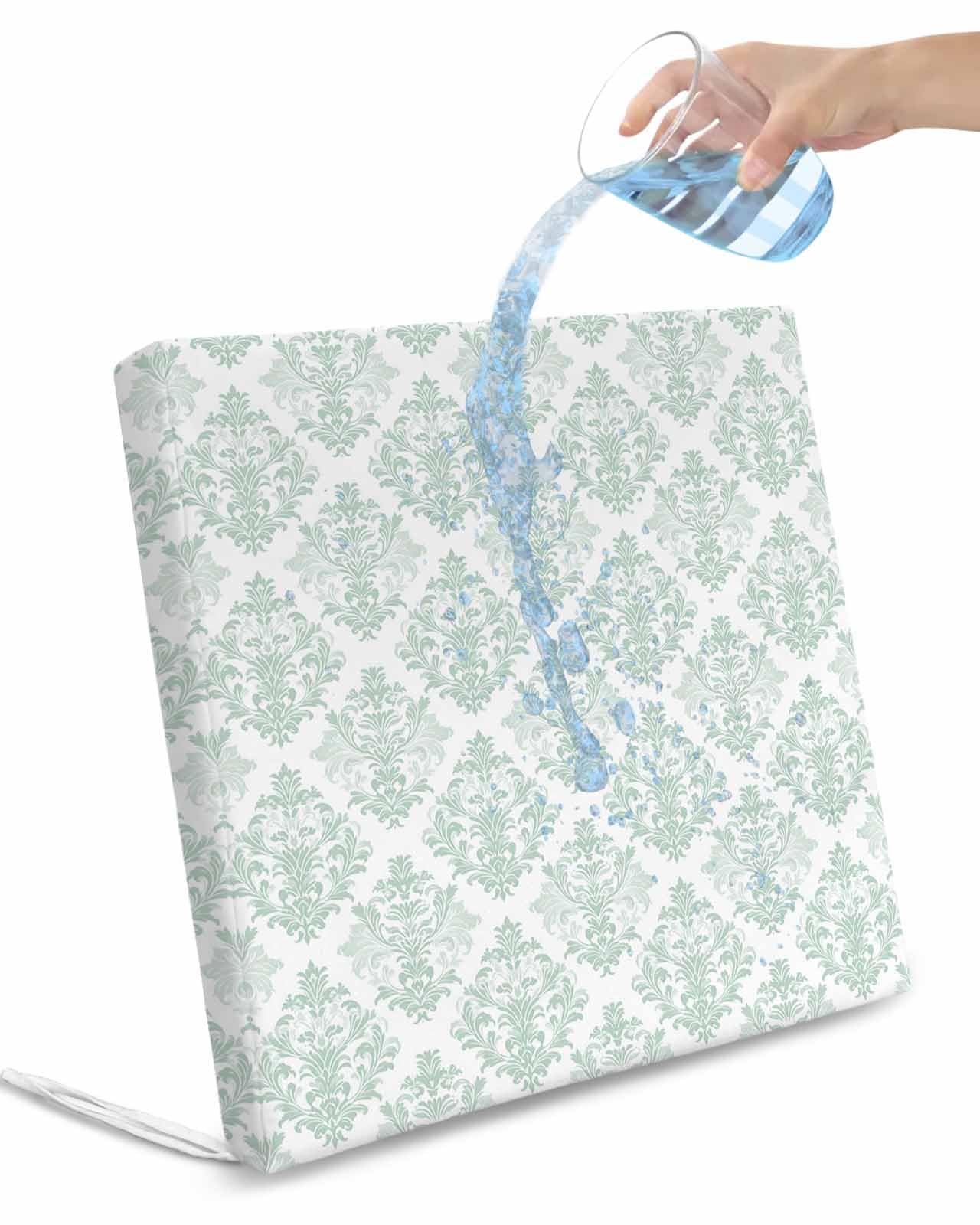 2 Pack Teal Floral Boho Waterproof Cushion Covers with Ties, Outdoor Patio Chaise Lounge Chair Seat Cushion Slip Covers Replacement(Only Cover) Vintage Ethnic Tribe Abstract Art 22