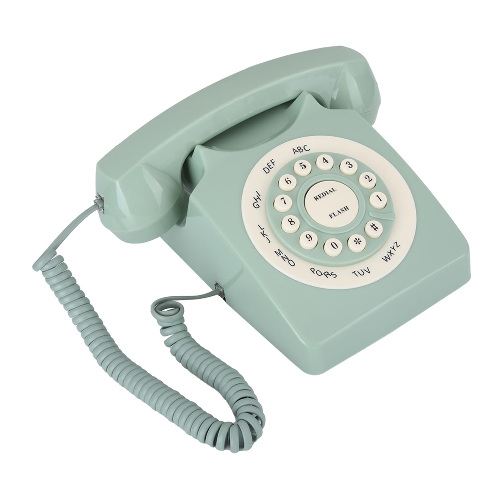 Telefono Vintage Europeo Antico, Telefono Fisso Verde con Grandi Tasti Trasparenti e qualità delle Chiamate Ad Alta Definizione, Ideale per Casa e ufficio.