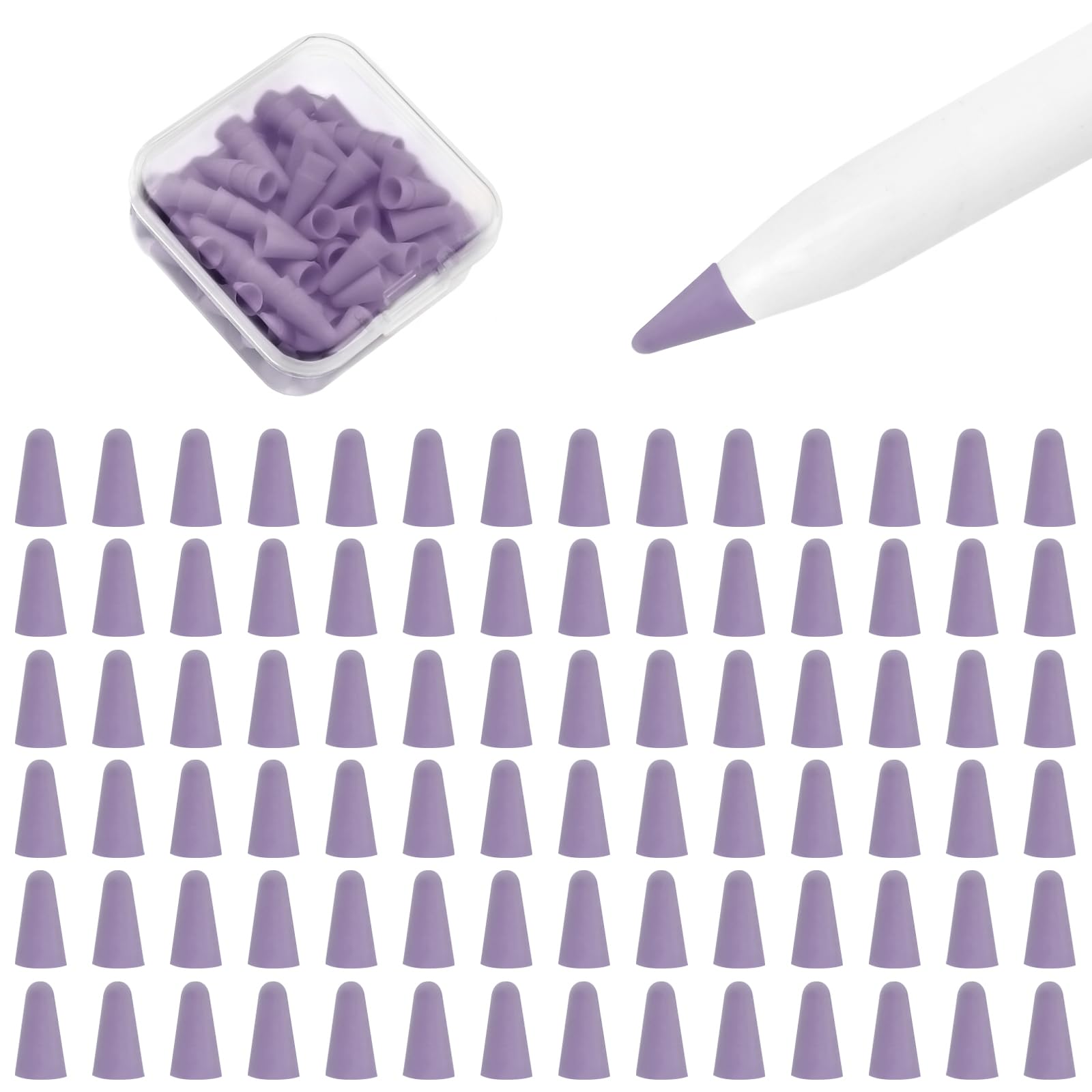 100 Pack Tips Cover for Apple Pencil 2nd Generation and 1st Gen and Apple Pencil Pro/USB-C Silicone Nibs Caps Writing Protection Accessories,Writing Anti-Slip Protective Case for Apple iPad Pencil