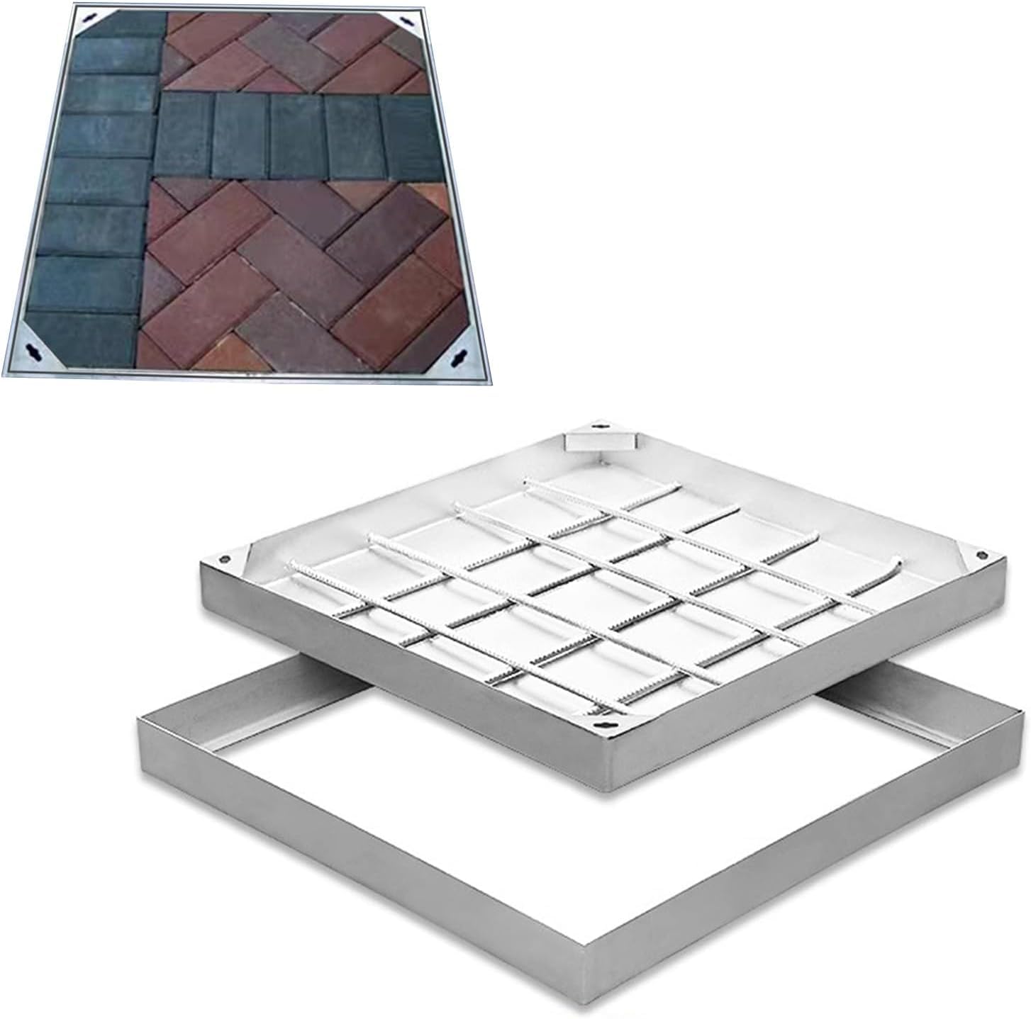 Couvercle de regard 40x40 étanche en inox 304 pour habiller le carrelage du salon