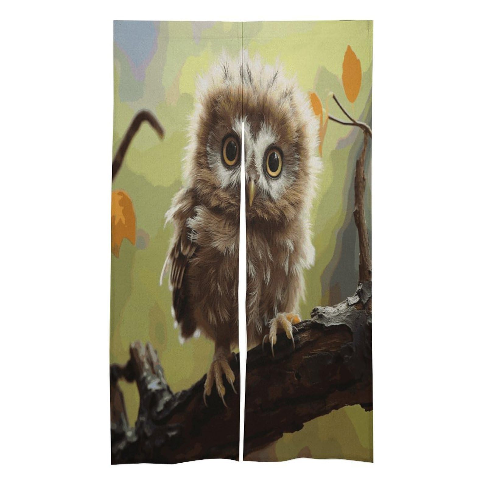 FekiLoot Real Cute Baby Owls Door Curtain for Doorway Privacy French Style Theme Blackout Curtain Splice Thermal Insulated Door Cover Rustic Room Divider Home Decoration 17W X 57L in