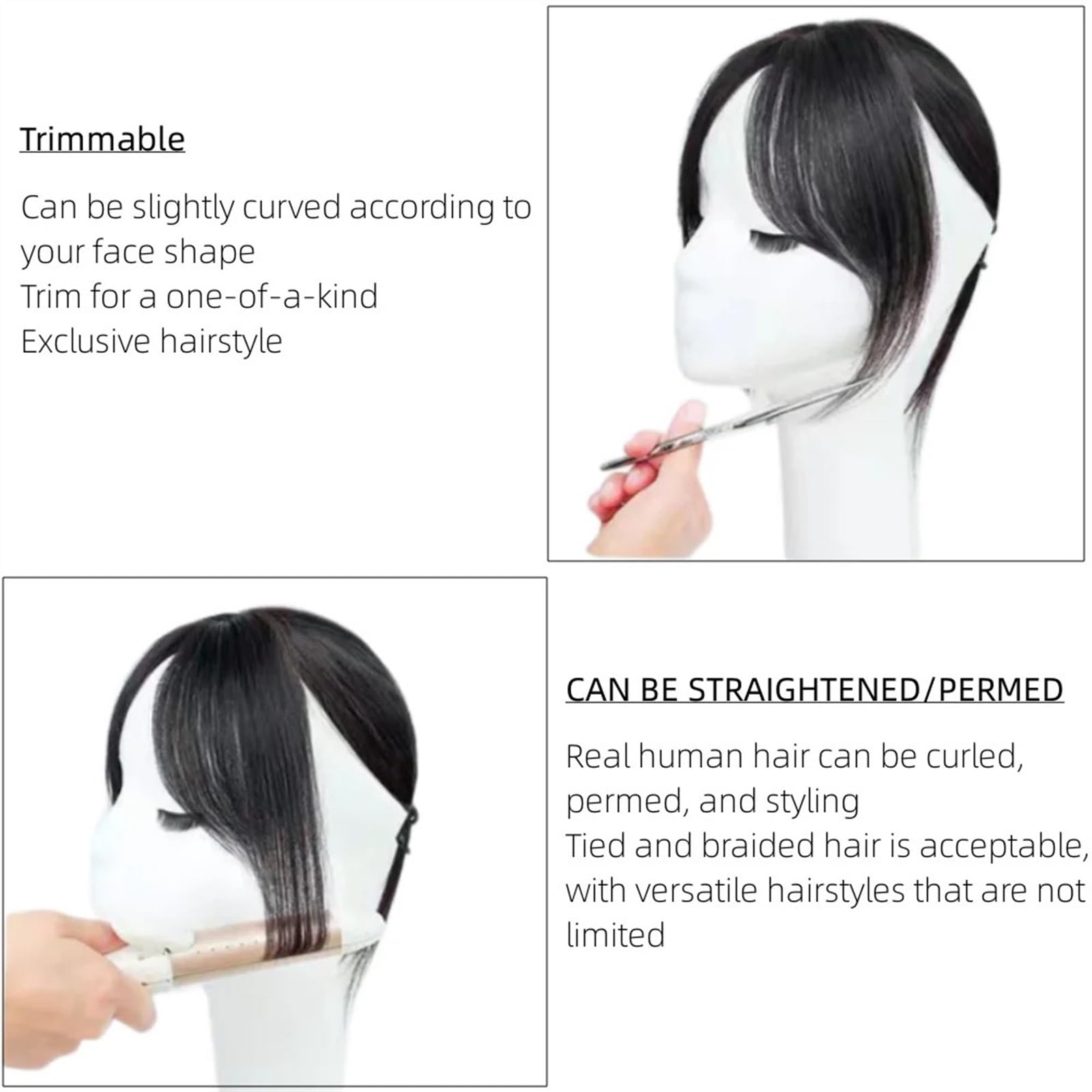 Flequillo Flequillo de Cabello Humano Natural for Mujer, Flequillo Lateral, Parte Media 3D, Extensiones con Clip, postizos Invisibles Flequillo Postizo(Dark Brown)