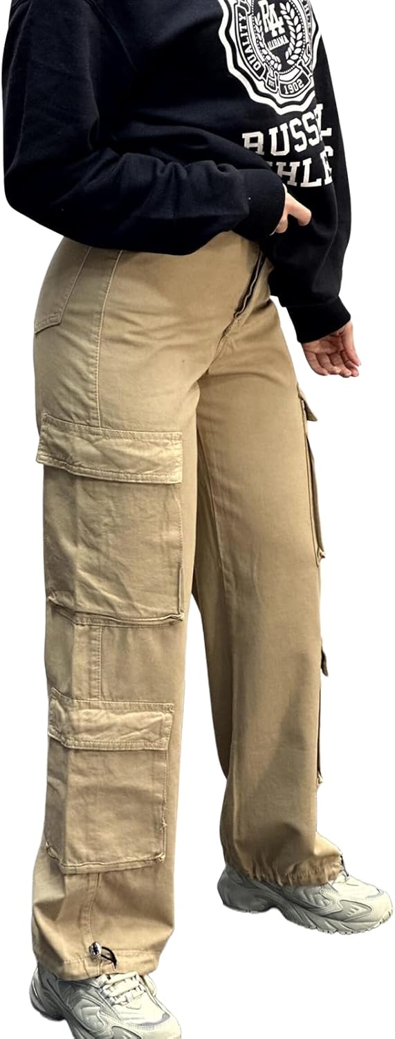 Cargo Pants for Women - High Waist Wide Leg Trousers with Pockets Y2k Trendy Casual Baggy Parachute Pants - Image 2