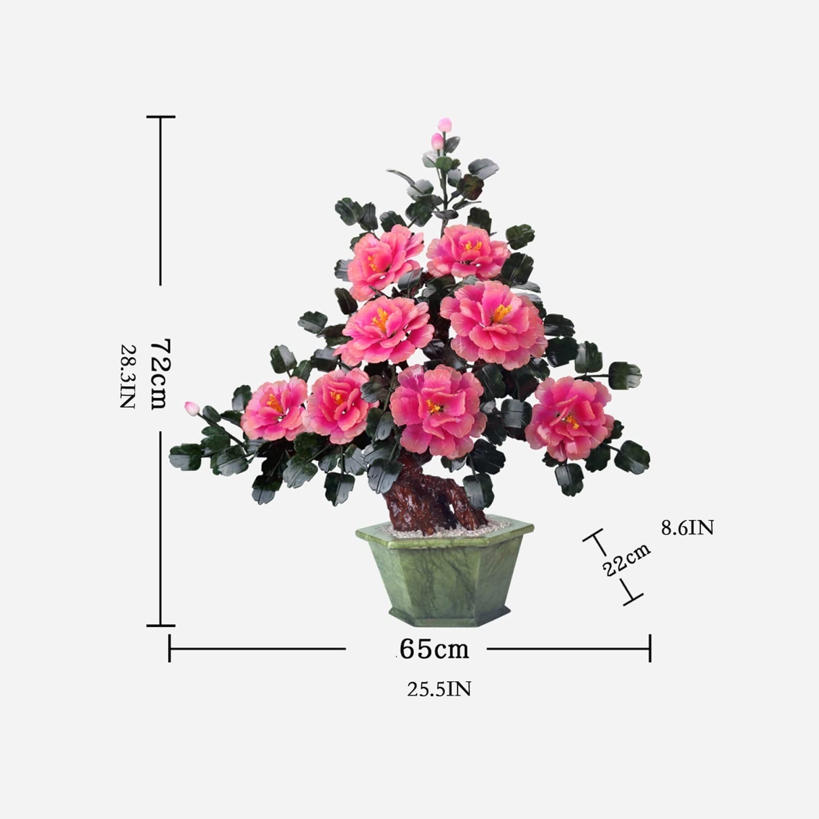 Árboles artificiales plantas artificiales en maceta de jade peonía flor artificial árbol tallado de jade plantas artificiales para decoración del hogar árbol falso interior para sala de estar