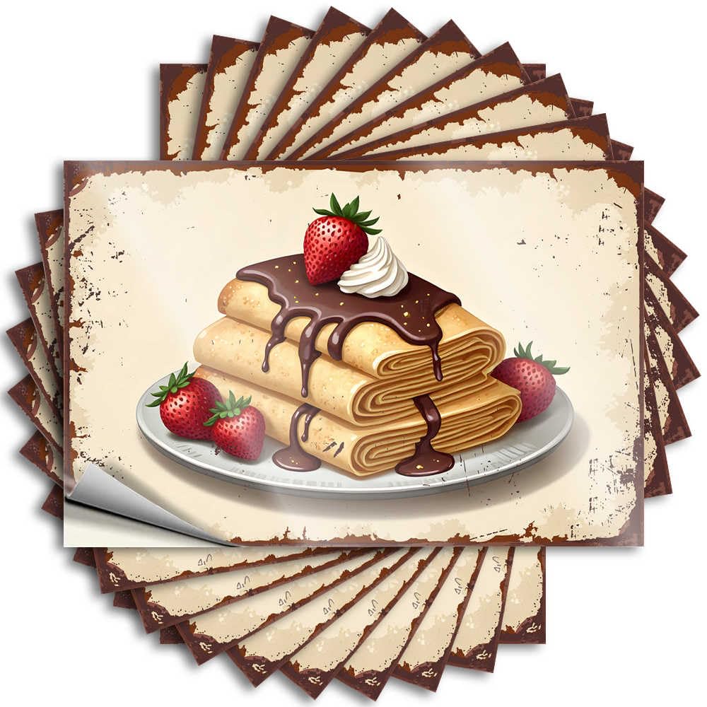 Delicious Crepes with Chocolate Sauce and Strawberries Window Girly - Funny Stuff Sticker Self Adhesive Sticker(6X9CM)